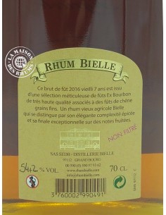 Rhum Bielle Vieux 2016 Brut de Fût 54.2% 2