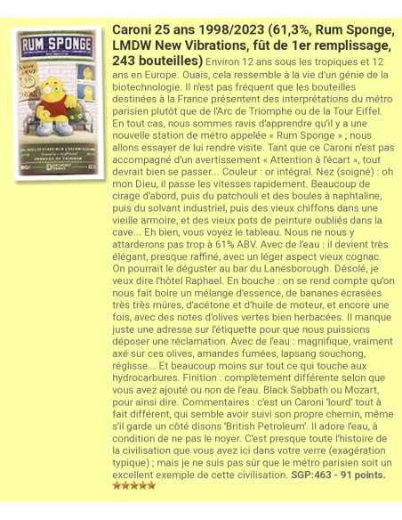 Rhum Rum Sponge Vieux Caroni 25 ans 1998 61.3%