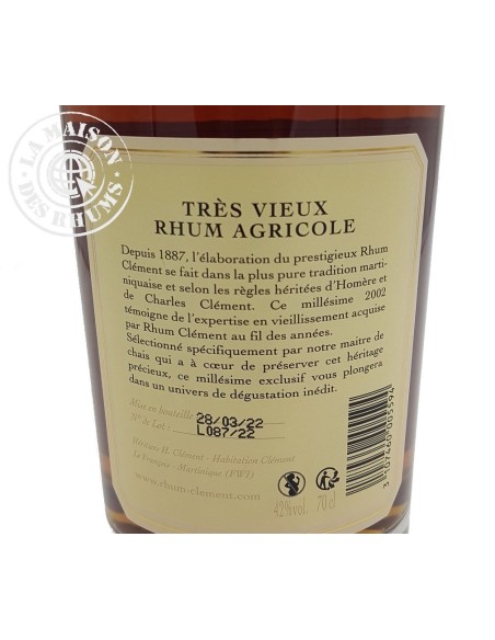 Rhum Clément Vieux Millésime 2002 42%