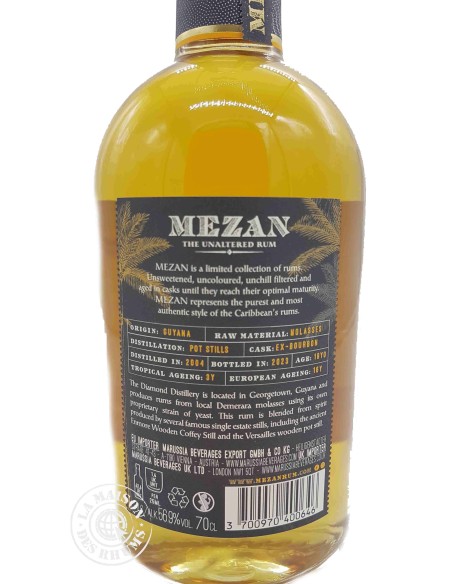 Rhum Mezan Vieux Guyana Diamond Millésime 2004 Single Cask 56.9%