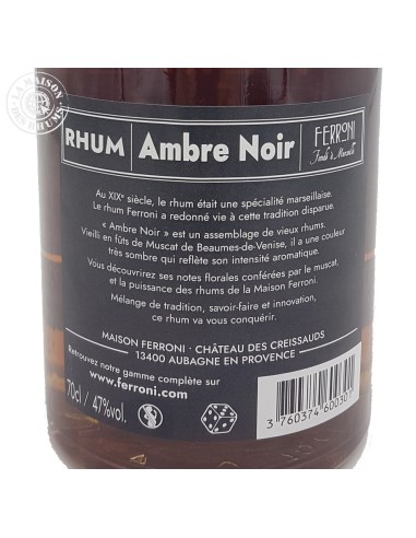 Rhum Ferroni Ambre Noir 47%