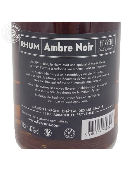 Rhum Ferroni Ambre Noir 47%