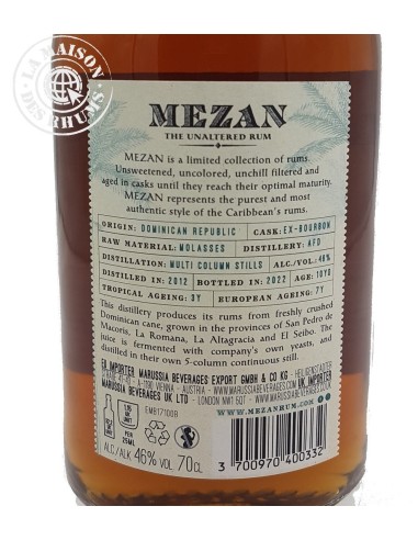 Rhum Mezan Rum Vieux Dominican Republic...