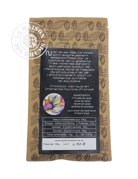 Chocolat du Capitaine Les Frères de la Côte Noir 71% Bean to Bar