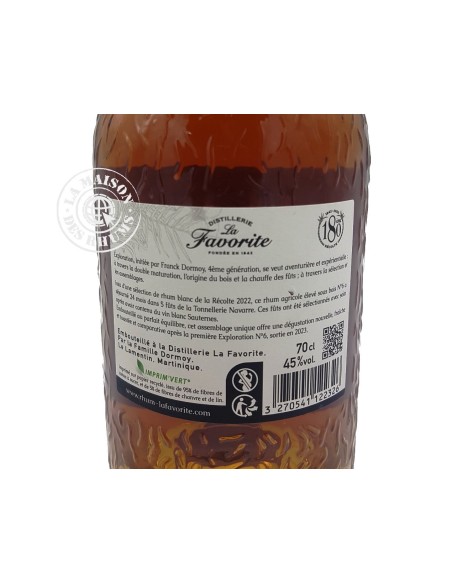 Rhum La Favorite Ambré Exploration N°6 Batch 2 45%