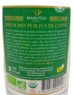 Rhum Manutea Blanc Bio 55% 2