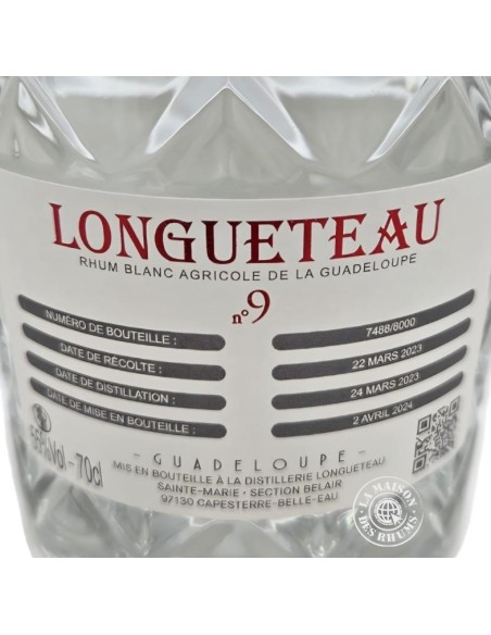Rhum Longueteau Blanc Sélection Parcellaire N°9 Millésime 2023 55%