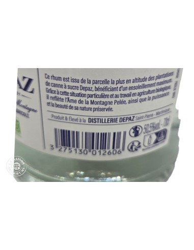 Rhum Depaz Blanc L'Âme de la Montagne 2024 Bio...