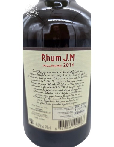 Rhum JM Vieux Millésime 2014 Brut de Fût 44.2%