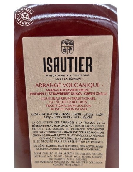 Rhum Isautier Arrangé Volcanique - Ananas Goyavier Piment 30%