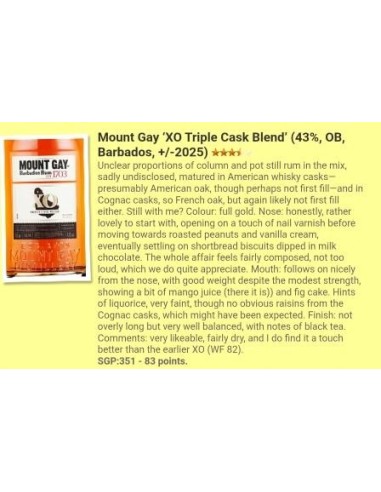 Rhum Mount Gay Vieux XO Triple Cask Blend 43%