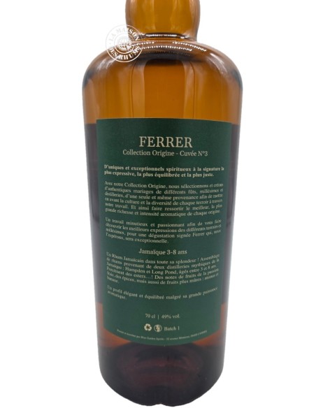Rhum Ferrer - Collection Origine - Jamaïque 3 - 8 ans 49%
