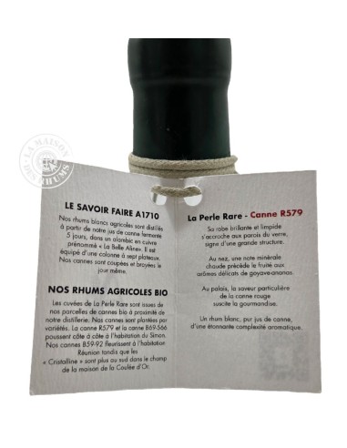 Rhum A1710 Blanc La Perle RARE Bio Canne Rouge...